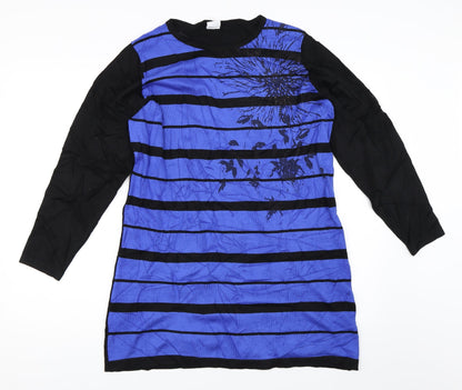 Additional front view of Mitzy women’s blue striped tunic jumper, size L