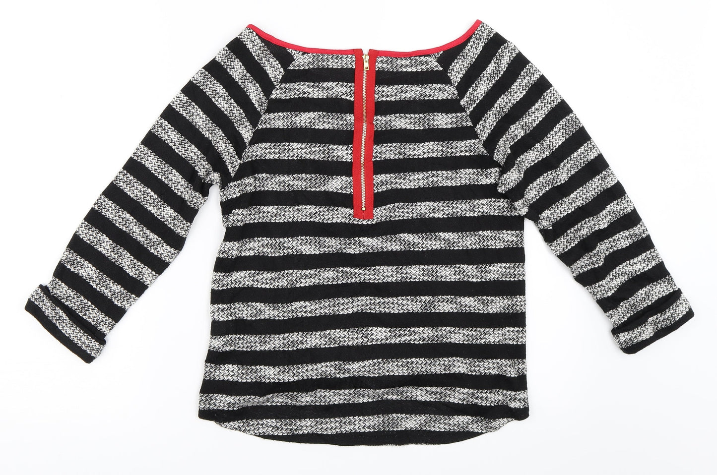 Ally Womens Black Striped  Pullover Jumper Size M