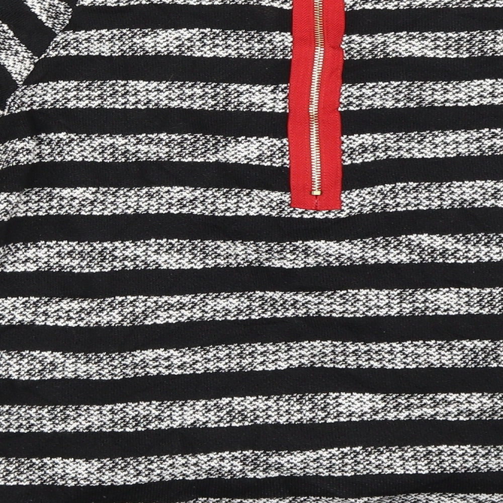 Ally Womens Black Striped  Pullover Jumper Size M