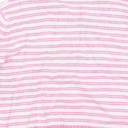 Brand and care label for EWM women’s pink striped jumper, size L