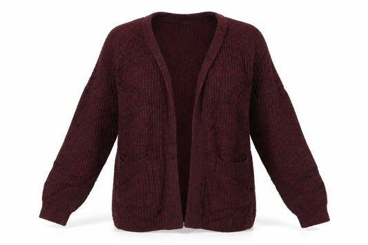 Front view of Papaya women’s purple cardigan jumper, size S