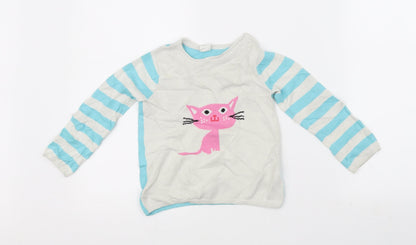 Front view of H&M girls’ white spotted jumper, size 2, years