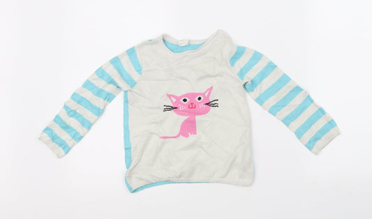 H&M Girls White Spotted  Pullover Jumper Size 2 Years