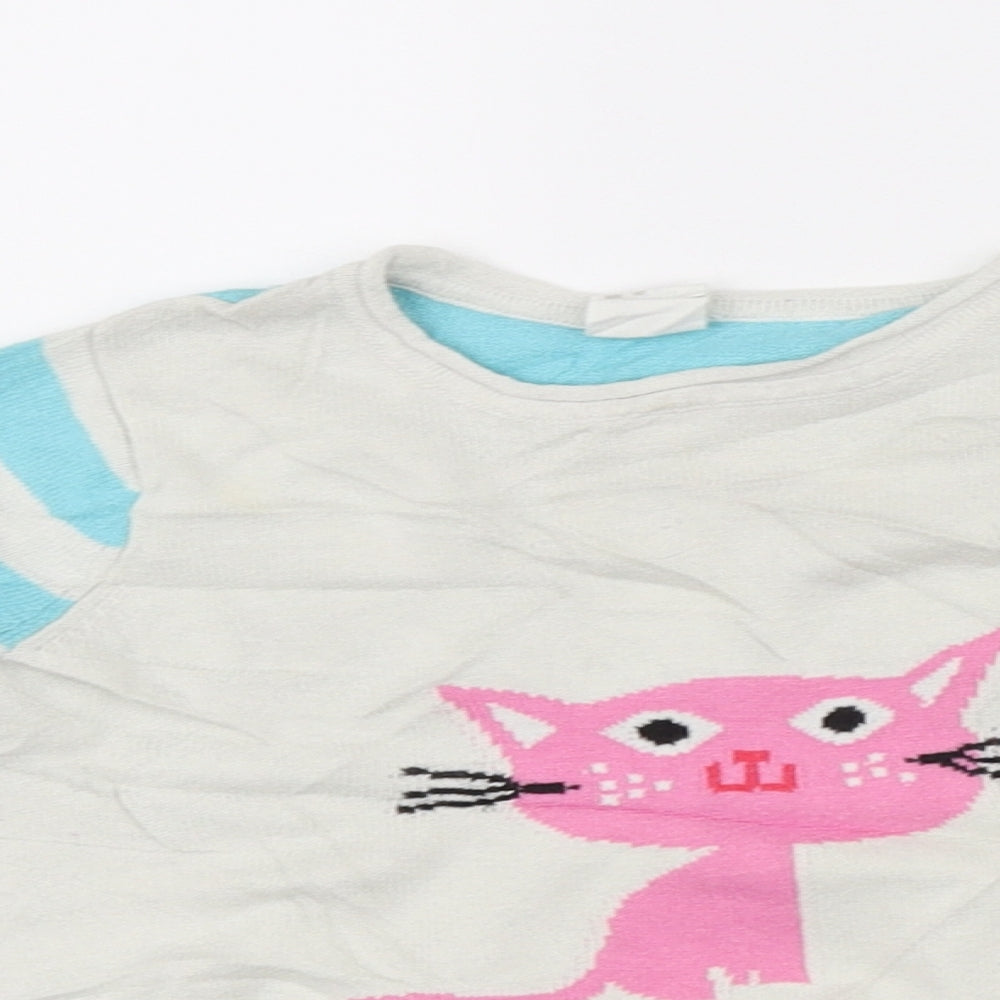 H&M Girls White Spotted  Pullover Jumper Size 2 Years