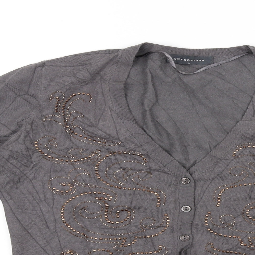 Sutherland Womens Grey   Cardigan Jumper Size L