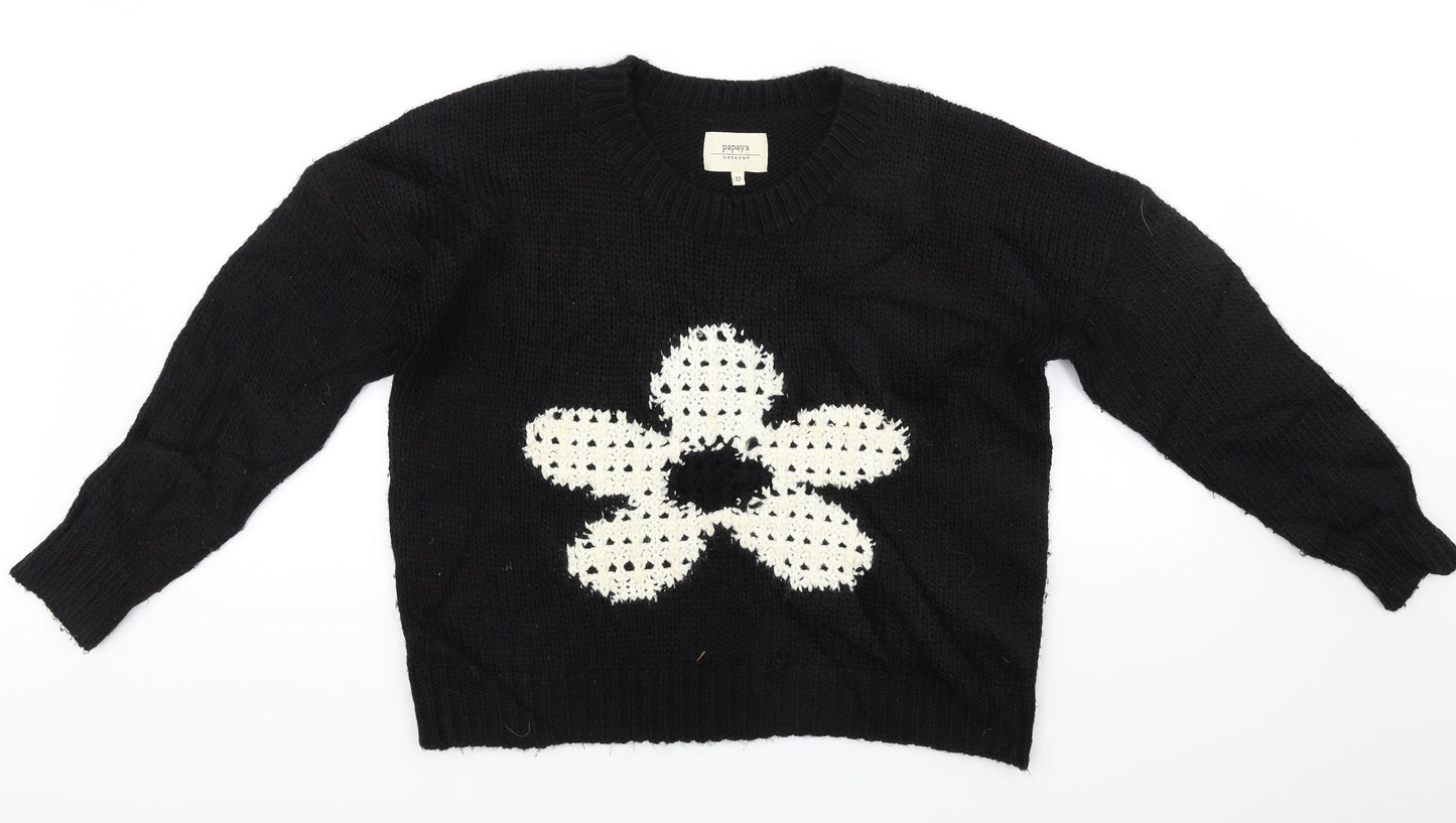 Papaya Womens Beige   Pullover Jumper Size 12  - flower