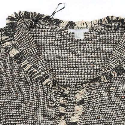 Close-up detail of H&M women’s yellow cardigan jumper, size M
