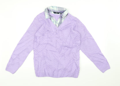 Additional front view of Isle Essentials women’s purple jumper, size UK 12