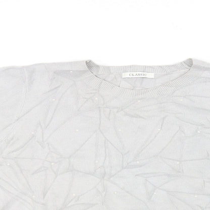 Close-up detail of Classics women’s grey jumper, size UK 14