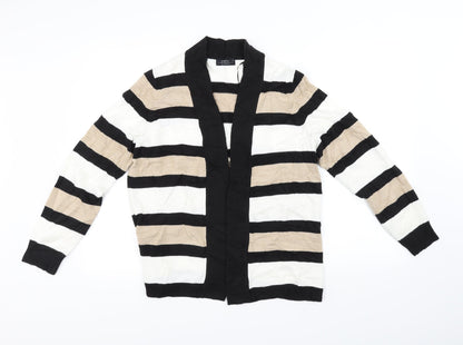 Additional front view of Papaya women’s black striped jumper, size UK 16