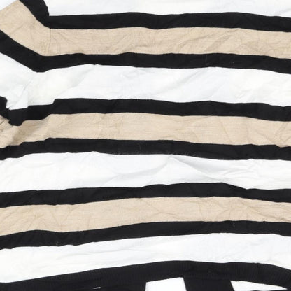 Brand and care label for Papaya women’s black striped jumper, size UK 16