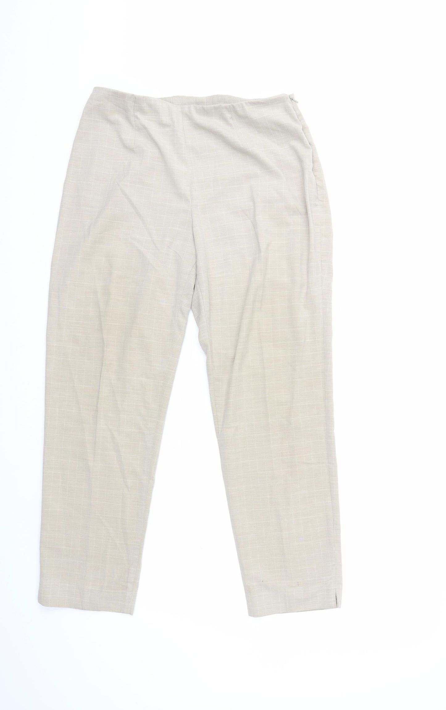 Marks and Spencer Womens Beige Check  Trousers  Size 14 L27 in