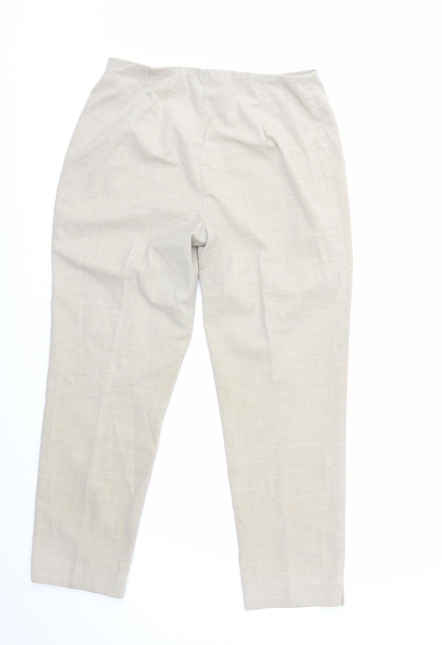 Marks and Spencer Womens Beige Check  Trousers  Size 14 L27 in