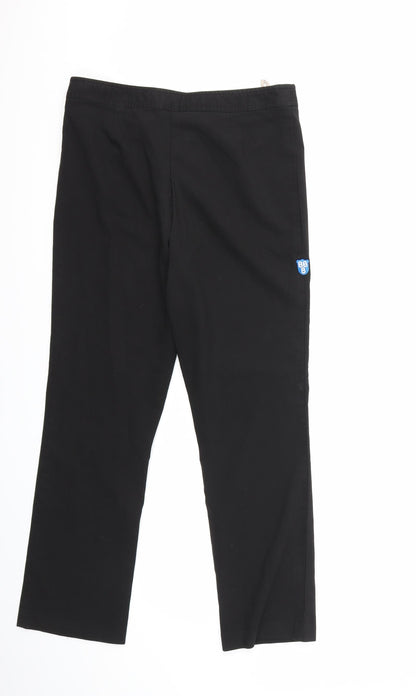 Back view of david luke women’s black trousers, size UK 30, 28-inch leg