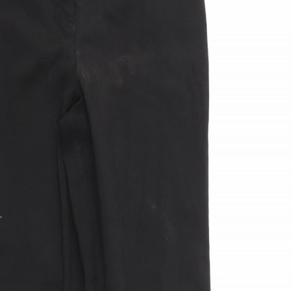 Close-up detail of david luke women’s black trousers, size UK 30, 28-inch leg