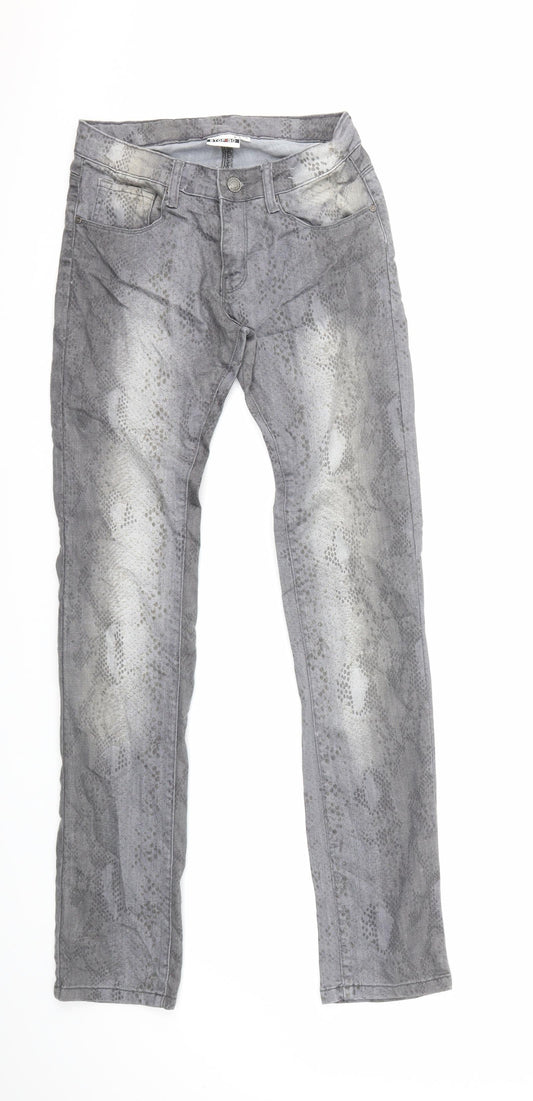 stop+go Womens Grey Animal Print Denim Straight Jeans Size 26 in L32 in