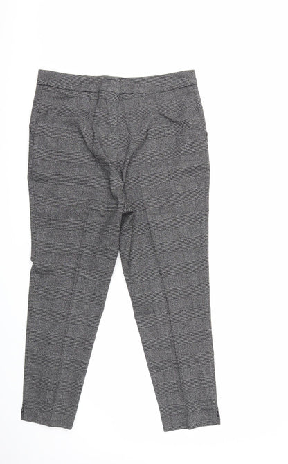 Back view of Preworn women’s grey check trousers, size UK 36, in, 27-inch leg