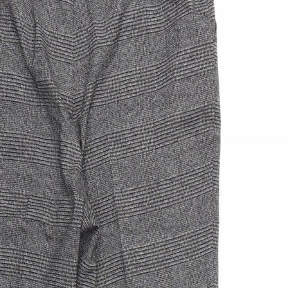 Brand and care label for Preworn women’s grey check trousers, size UK 36, in, 27-inch leg
