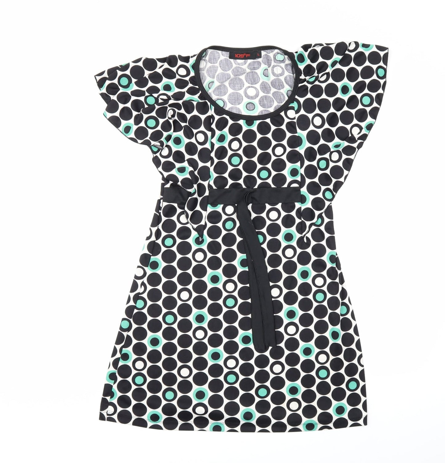 109 F Womens Black Polka Dot  Basic Blouse Size L