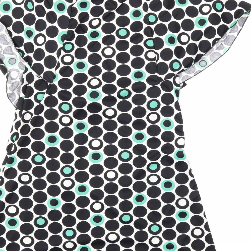109 F Womens Black Polka Dot  Basic Blouse Size L