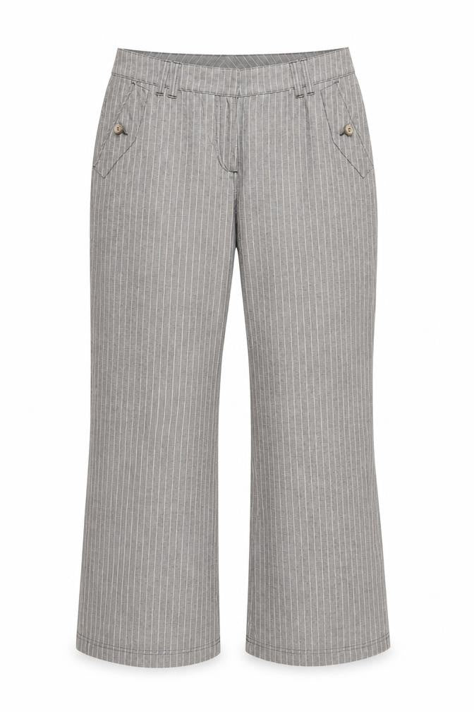 Preworn Womens Grey Striped  Trousers  Size 34 in L28 in