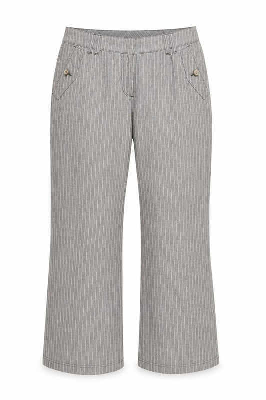 Preworn Womens Grey Striped  Trousers  Size 34 in L28 in