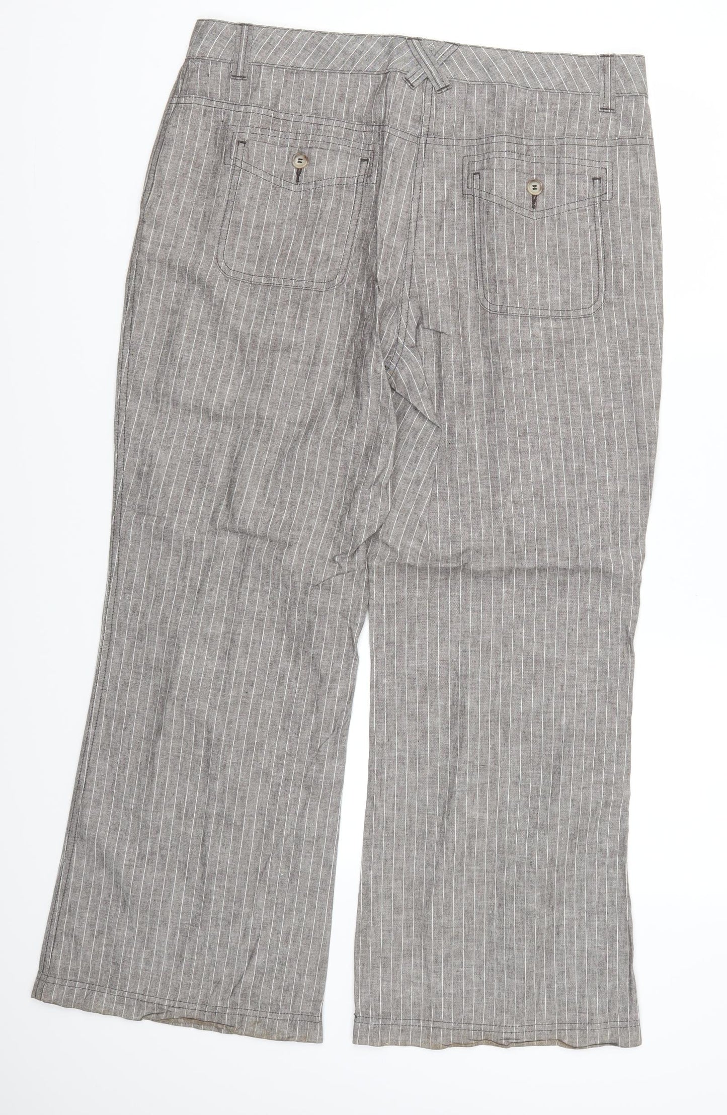 Preworn Womens Grey Striped  Trousers  Size 34 in L28 in