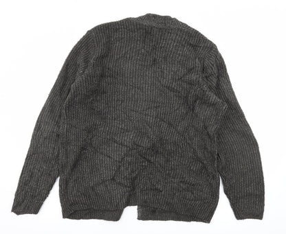 Back view of Oslo women’s grey knit cardigan jumper, size S