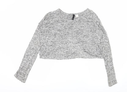 Additional front view of Divided by H&M women’s grey knit jumper, size S, - open back