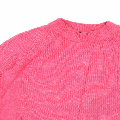 Close-up detail of Marks & Spencer women’s pink knit jumper, size XS