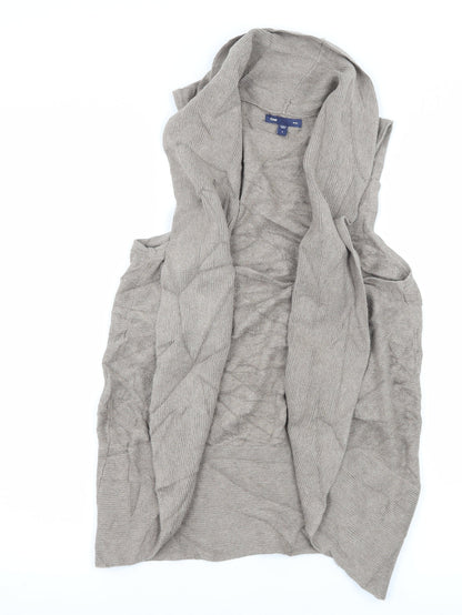 Front view of Gap women’s brown knit cardigan jumper, size S