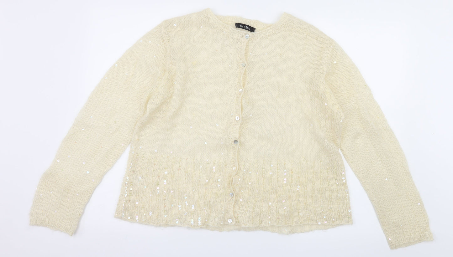 George Womens Ivory  Knit Cardigan Jumper Size 18