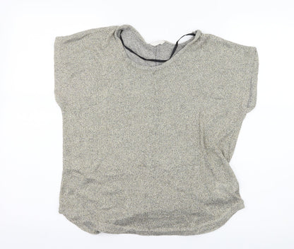 Additional front view of Preworn women’s gold jersey basic t-shirt, size L