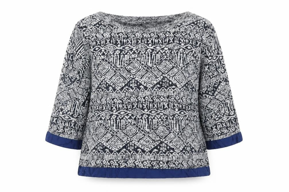 Pour Moi Womens Blue Geometric Knit Pullover Jumper Size L