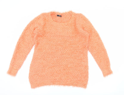 Front view of Quiz women’s orange knit jumper, size S
