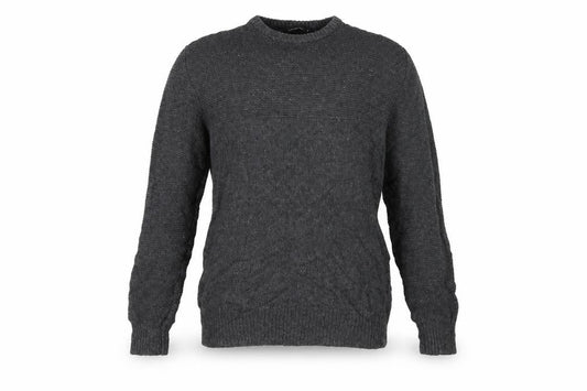 Front view of Cedarwood State men’s green knit jumper, size M, - ribbed