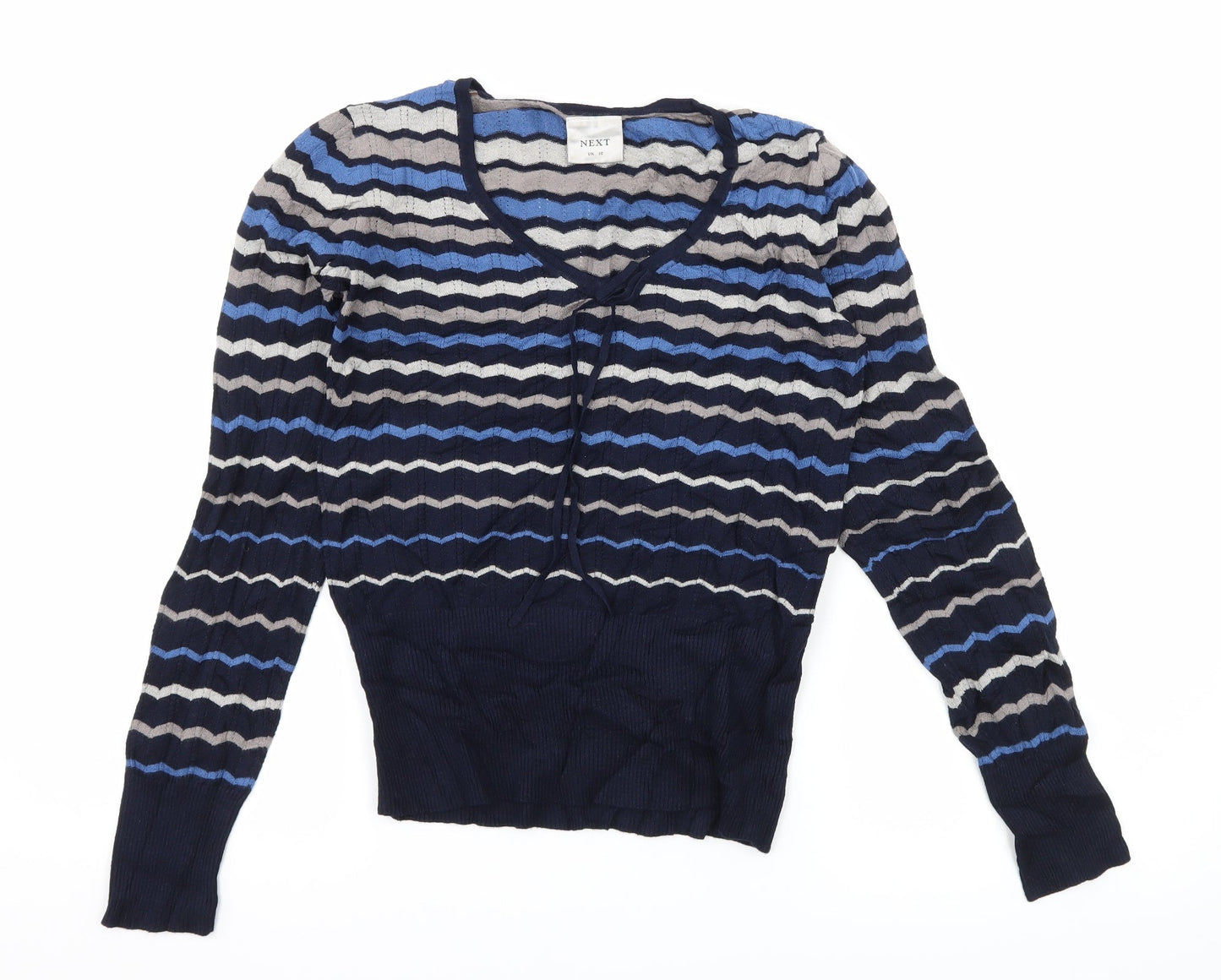 NEXT Womens Blue Striped Knit Pullover Jumper Size 10