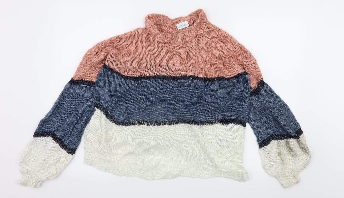Villa Womens Multicoloured Striped Knit Pullover Jumper Size L