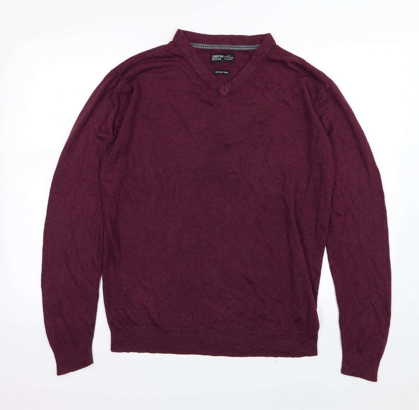 Sandstone & Co Men Mens Purple  Knit Pullover Jumper Size M