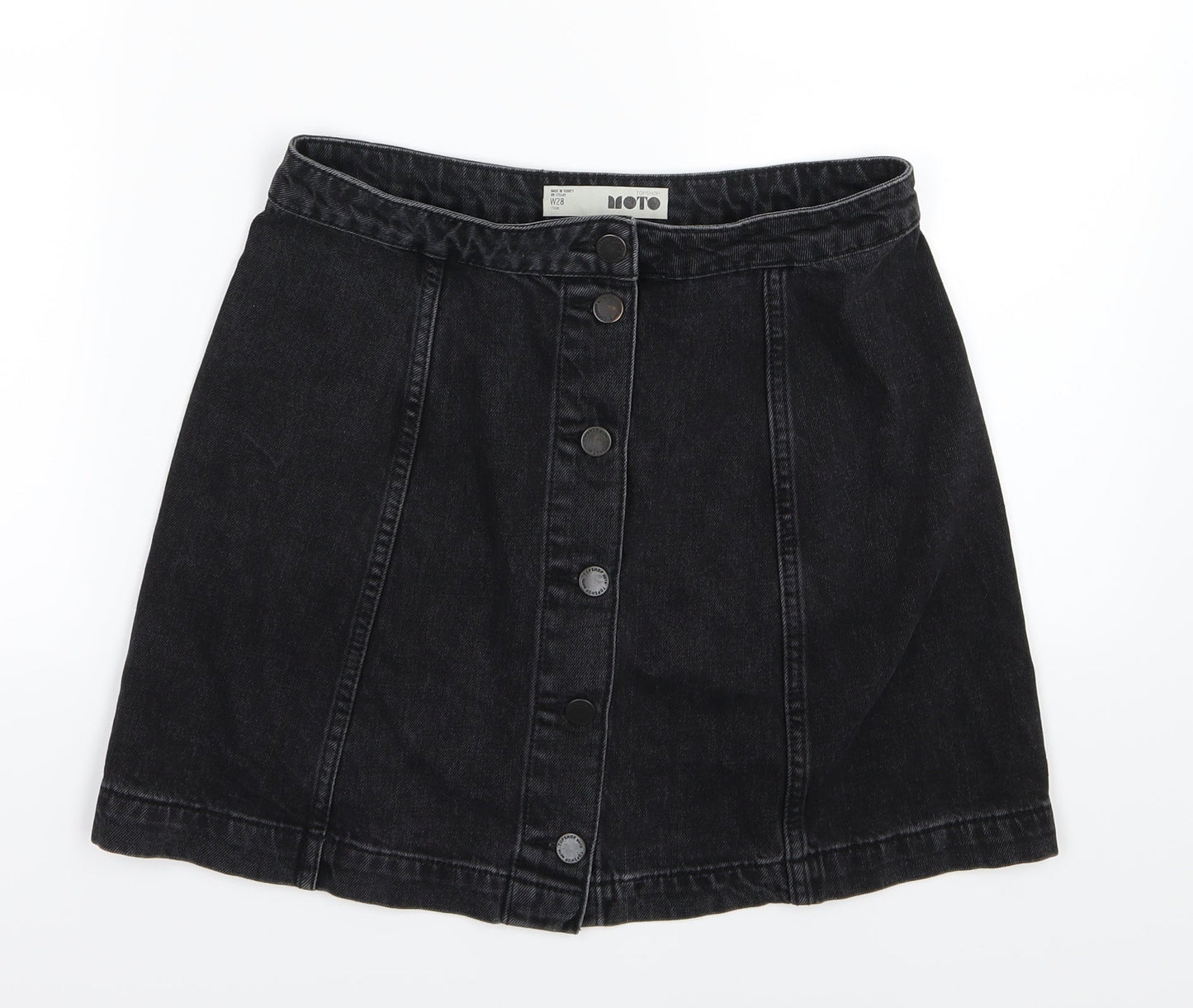 Topshop Womens Black  Denim A-Line Skirt Size 28 in