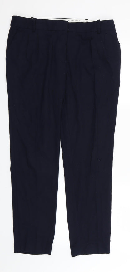 Additional front view of Next women’s blue rayon trousers, size UK 12, 28-inch leg