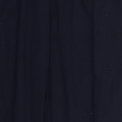 Close-up detail of Next women’s blue rayon trousers, size UK 12, 28-inch leg