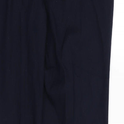 Brand and care label for Next women’s blue rayon trousers, size UK 12, 28-inch leg