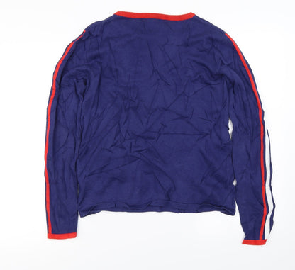 Back view of R Edition women’s blue jumper, size M