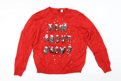 Additional front view of H&M men’s red jumper, size M, - christmas jumper