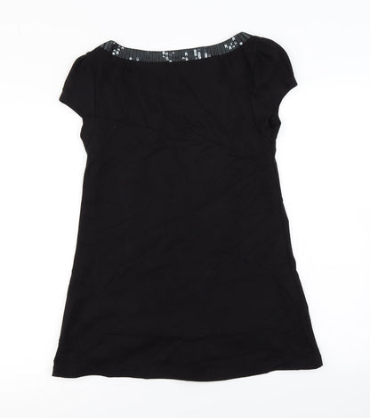 Back view of H&M women’s black basic t-shirt, size M