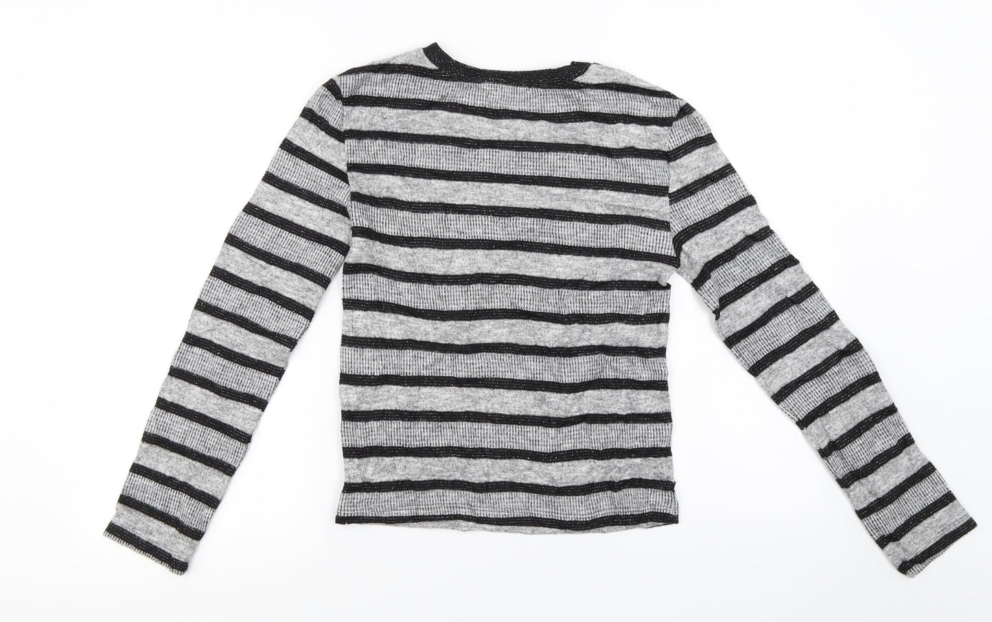 Marks and Spencer  Womens Grey Striped  Pullover Jumper Size 8