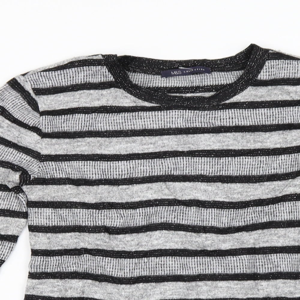 Marks and Spencer  Womens Grey Striped  Pullover Jumper Size 8