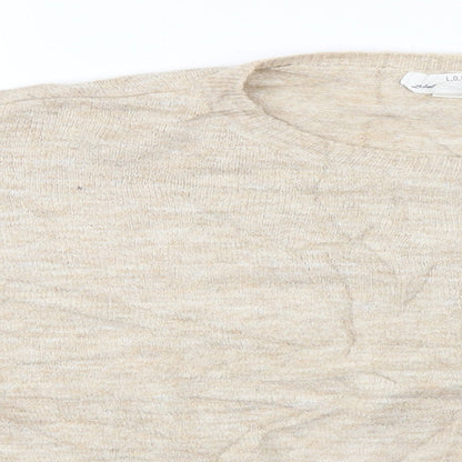Close-up detail of L.O.G.G women’s beige jumper, size XS