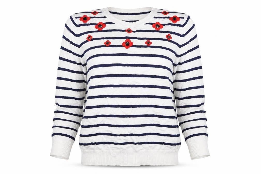 Mudflower  Womens White Striped  Pullover Jumper Size S